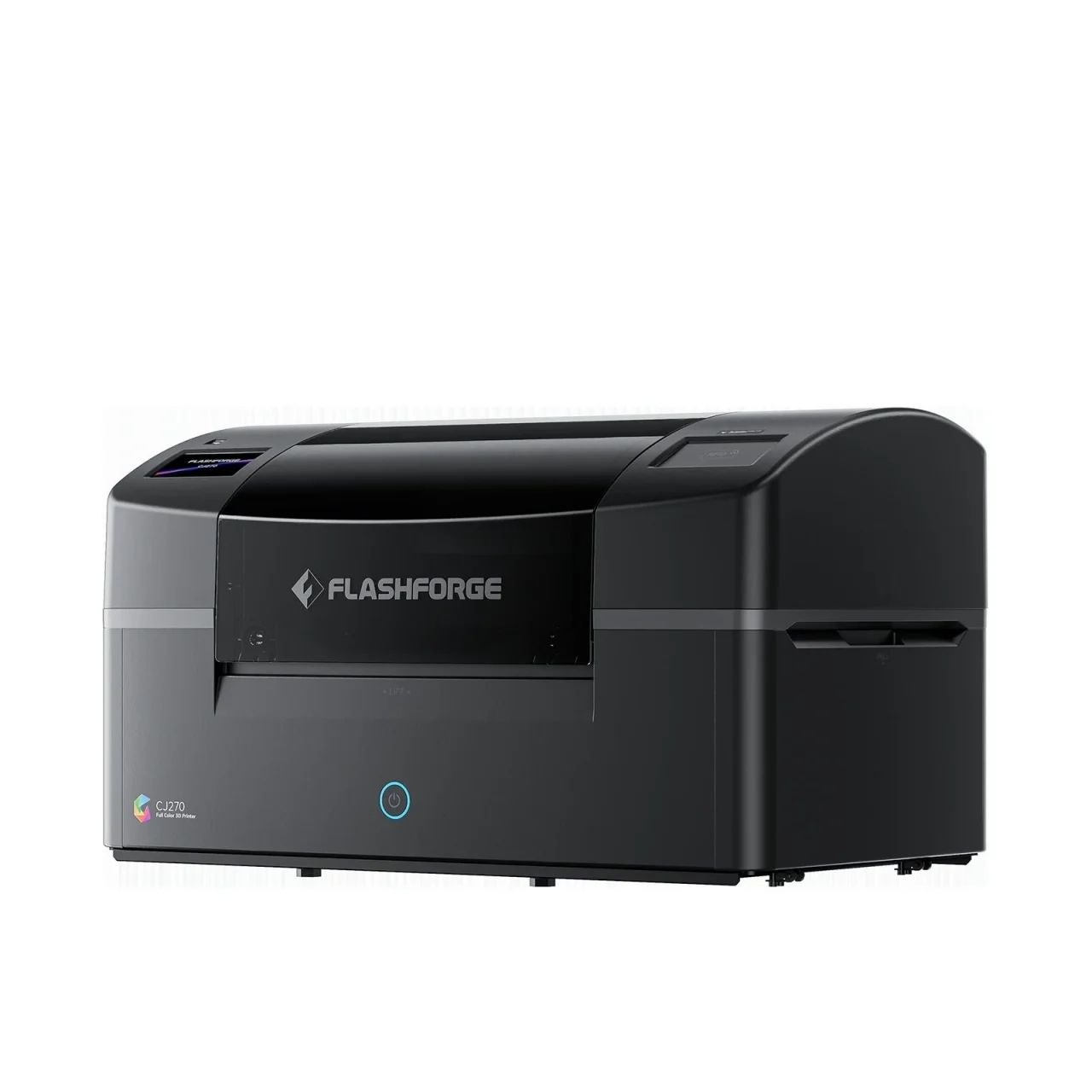 Flashforge CJ270本体。黒い筐体の正面にFLASHFORGEロゴがある3Dプリンター