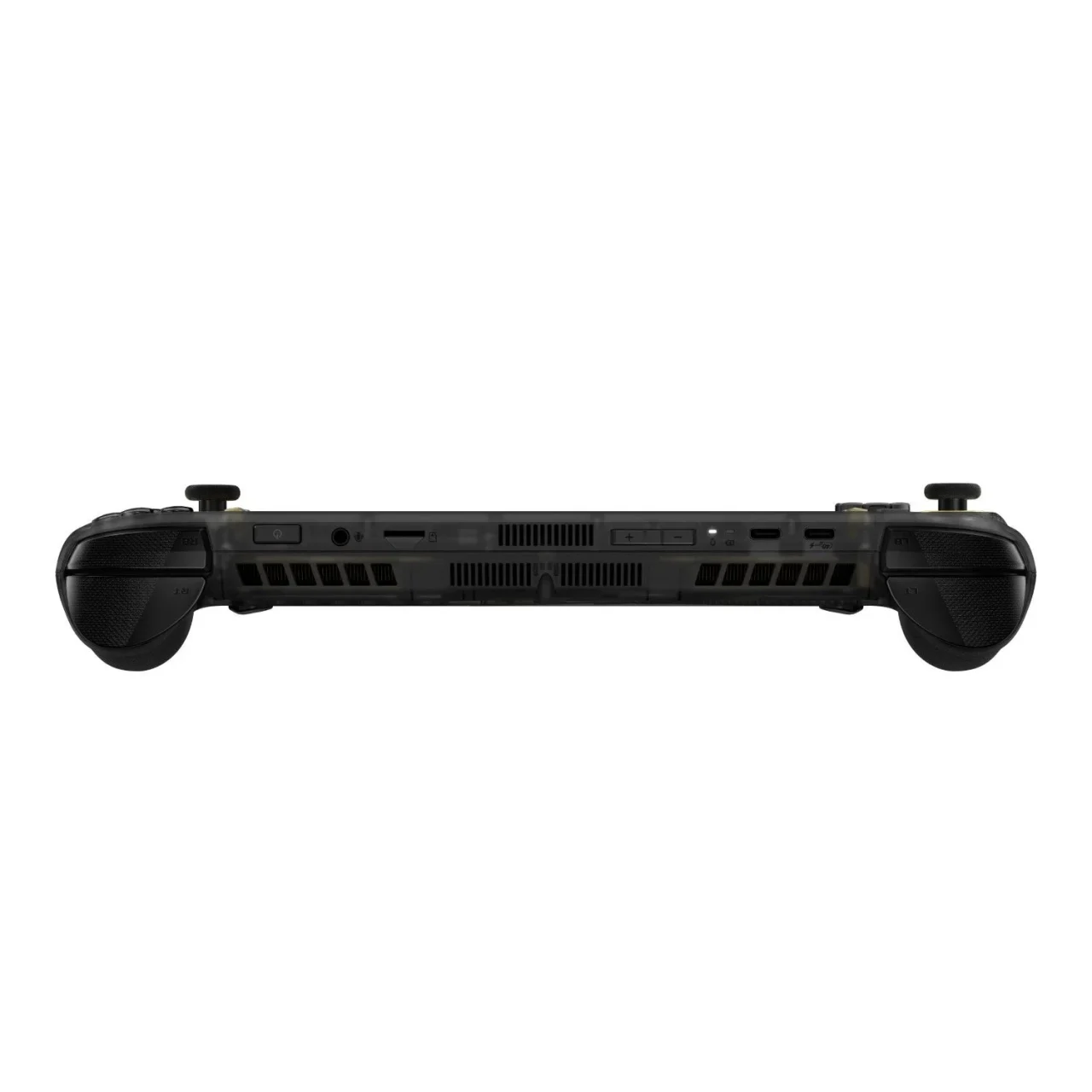 ROG XBOX Ally X20（オフブラック）の本体上部。通気孔と端子が並ぶ