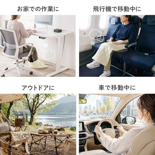 自宅・飛行機・アウトドア・車での使用シーンを並べた4分割画像