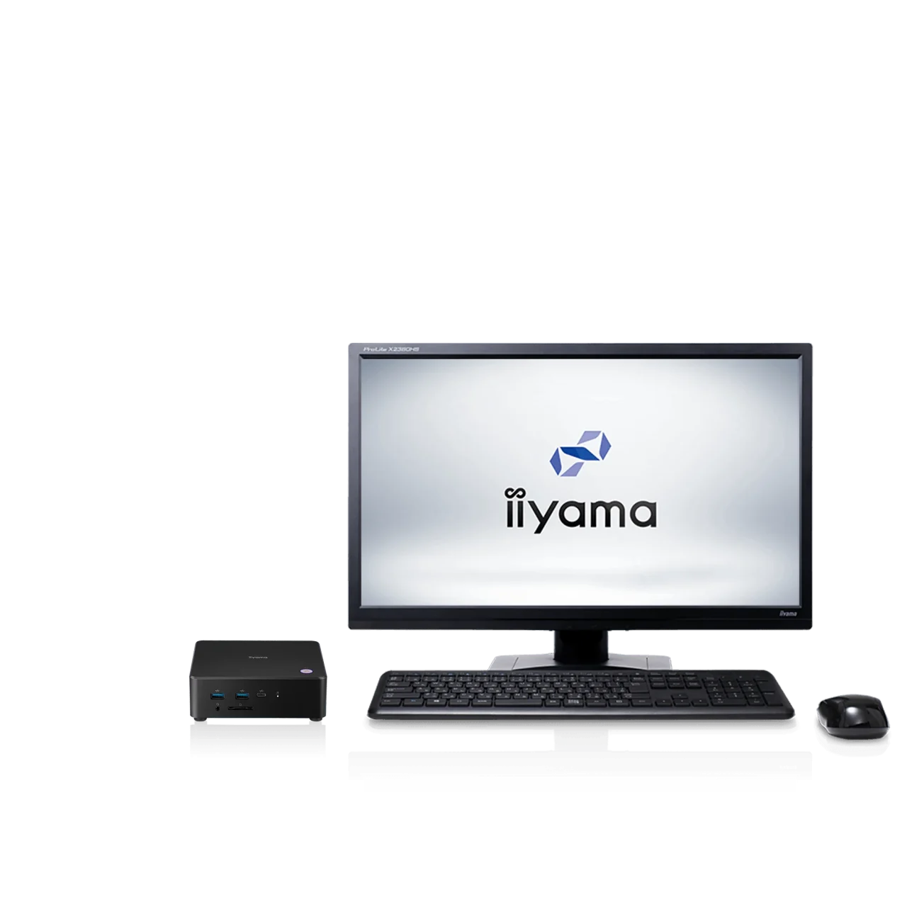 iiyama PCのミニPC本体、モニター、キーボード、マウスのセット