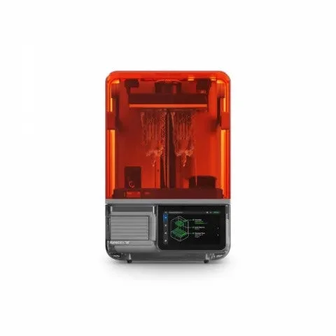 オレンジ色の透明カバーとタッチ画面を備えたデスクトップ型レジン3Dプリンター