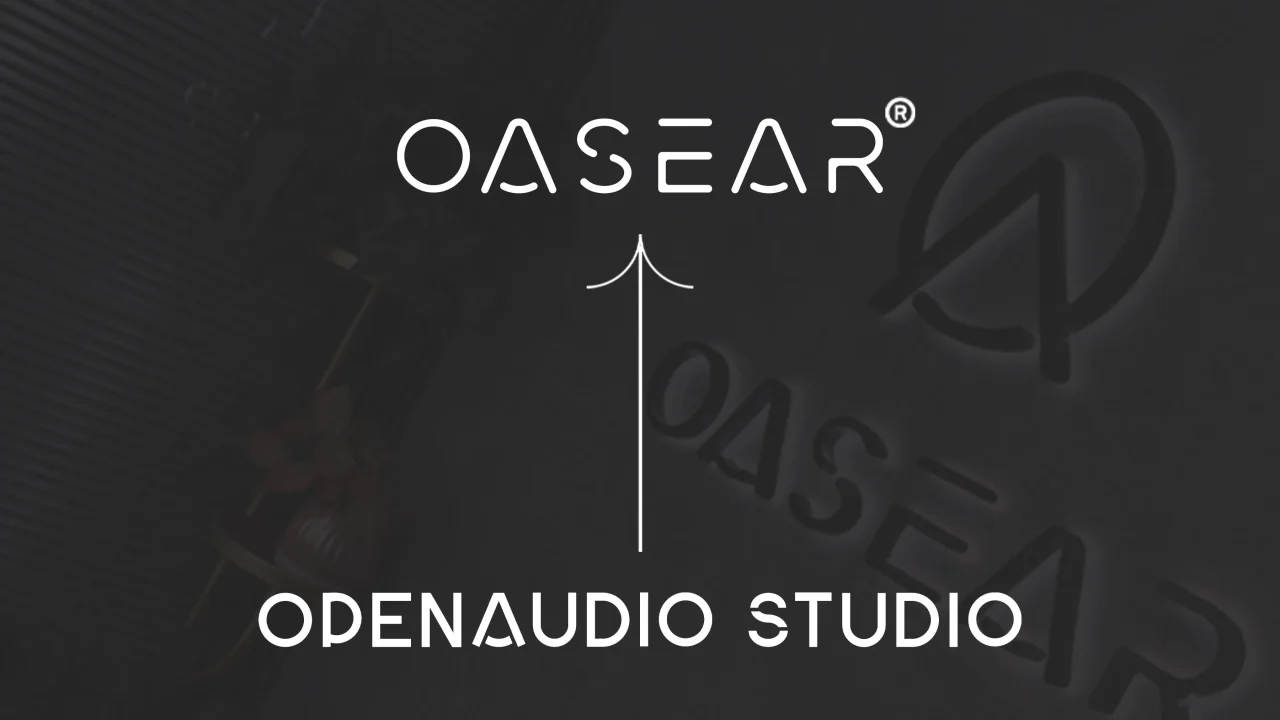 OPENAUDIO STUDIOからOASEARへのブランド名変更を示す矢印図