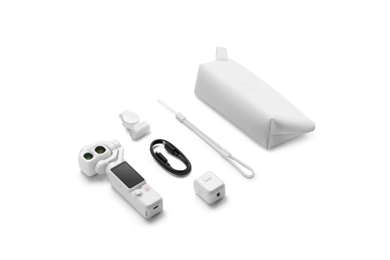 Osmo Pocket 4P スタンダードコンボ(パールホワイト)の同梱品一式