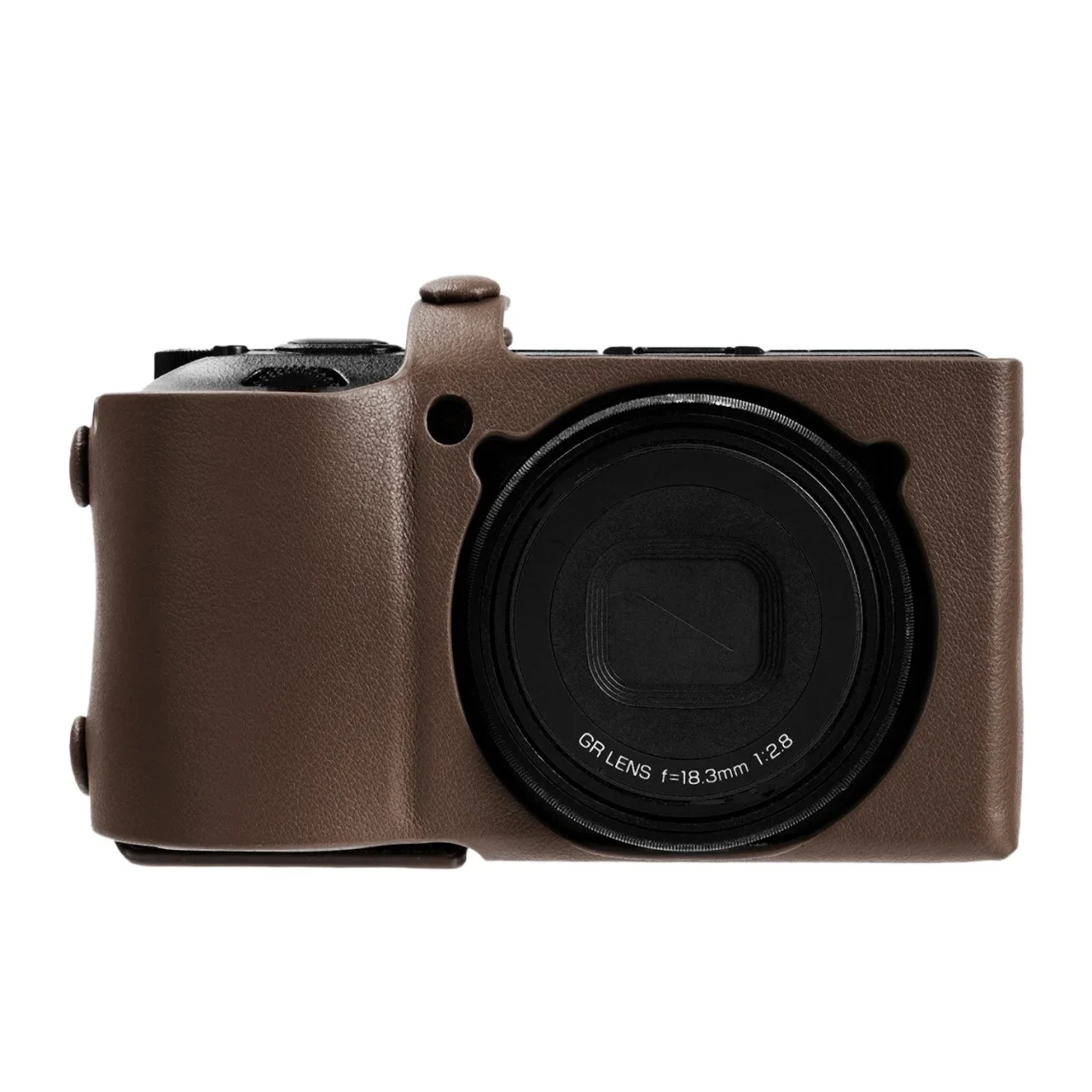 cam-in LCP-055シリーズ ブラウンのレザーカバーを付けたRICOH GR IV
