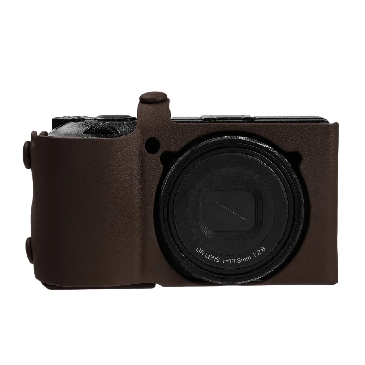 cam-in「LCP-055」シリーズ ダークブラウンを装着したRICOH GR IV