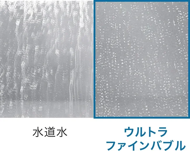 水道水とウルトラファインバブルのうろこ汚れ抑制の比較画像