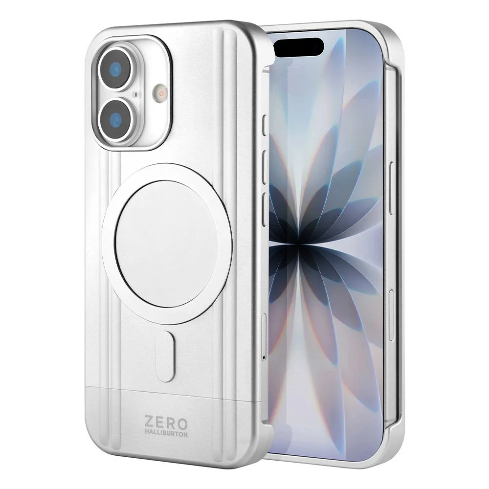 高強度6000番系アルミ合金のゼロハリバートン製シルバーのiPhoneケース背面と前面