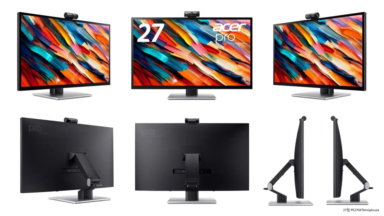 27インチ PE270XTbmiiphcuzx モニターの前面・背面・側面