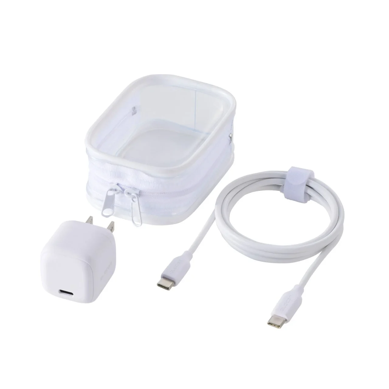 MPA-AC13720WH ホワイトのAC充電器、Type-Cケーブル、ポーチ型パッケージ