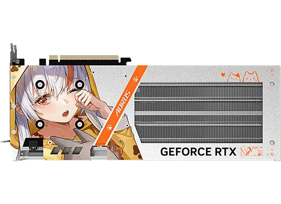 GV-N5060AORUS ARI-8GD 正面。白基調にアニメキャラのカバー