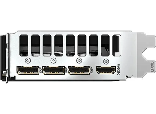 GV-N506TEAGLEMAX OC-8GDの背面ブラケット。DisplayPort3つとHDMI1つの端子
