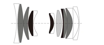 AF 50mm F2.0 AIR Lのレンズ構成図（9群13枚）