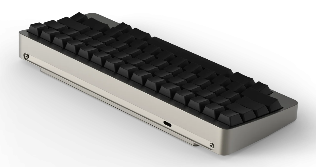 HHKB Professional Eliteの背面側、黒いキーとアルミ筐体、USB-Cポート