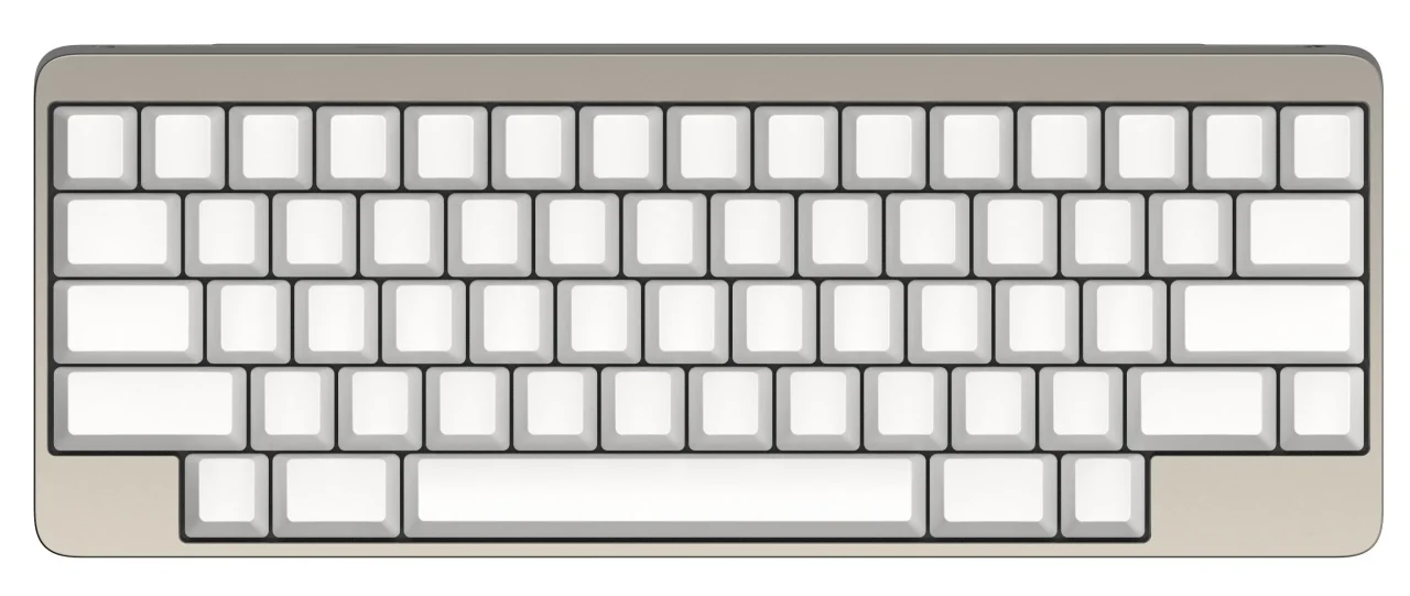 HHKB Professional Elite 無刻印/雪(英語配列)の正面。キートップに刻印のない薄いグレーの筐体