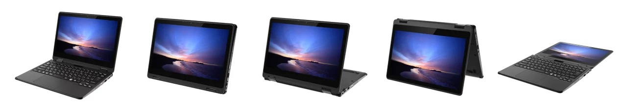FMV Note Qの5つの変形スタイルを並べた2 in 1コンバーチブルノート