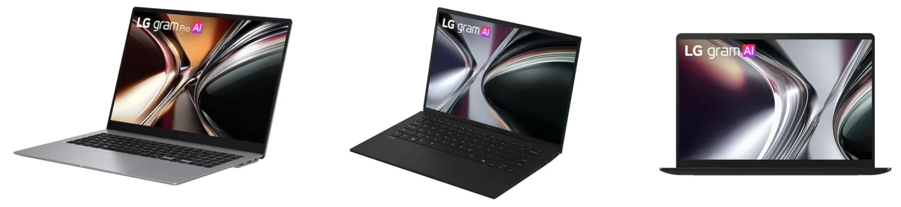 左からLG gram Pro 16、LG gram 14（14Z90U-VZ85J、14U40V-GP65J）の3台