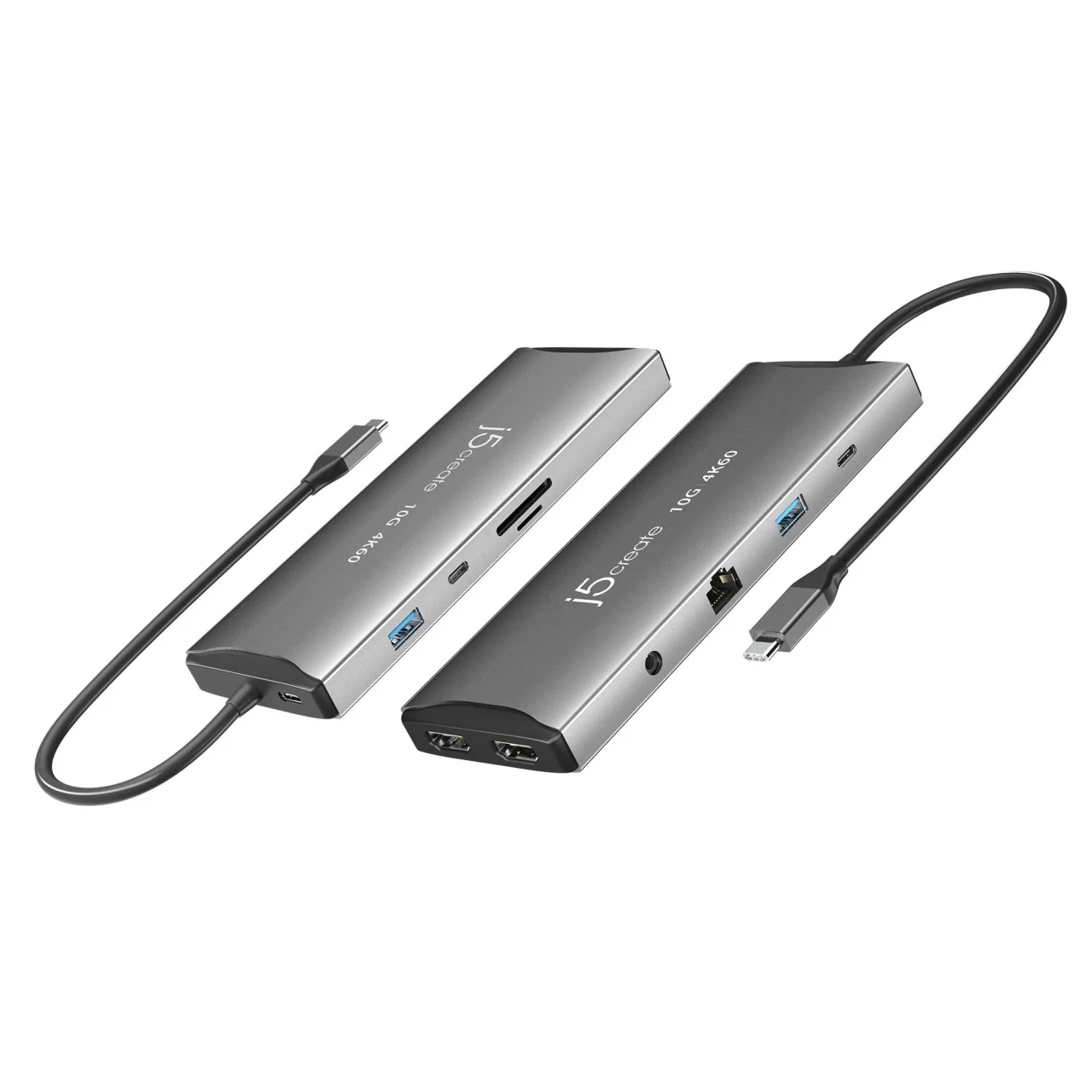 JCD3193 マルチポートドックの2台、USB-Cケーブル付きグレー本体