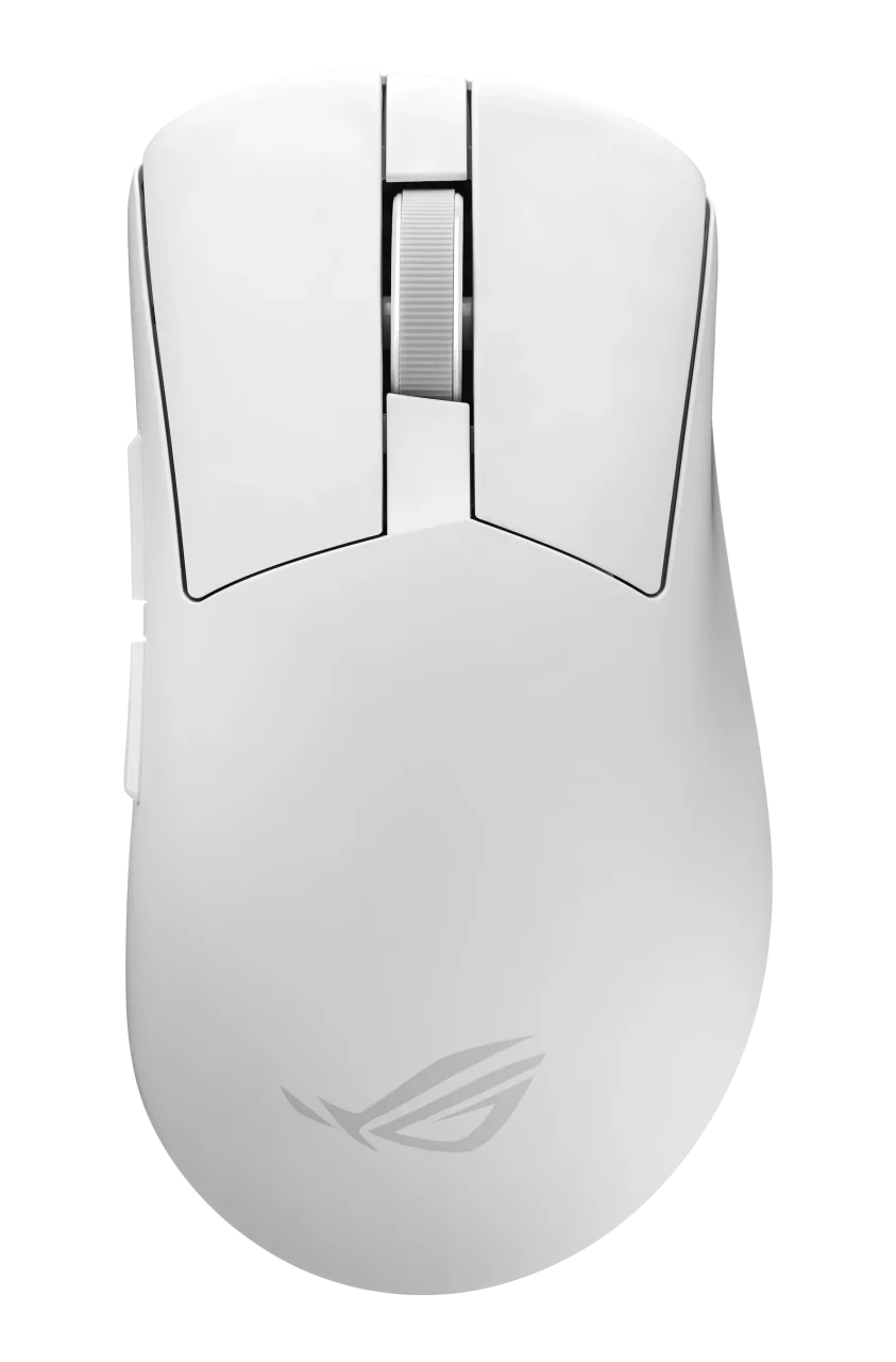 ROG Gladius IV Ace Gaming Mouse WHT の白いマウスを上から見た図