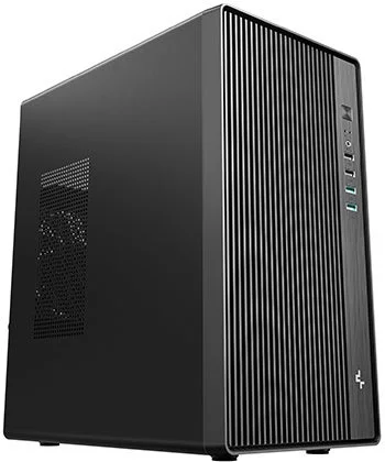 DeepCool CC310 ミニタワー型PCケースの外観。縦溝グリルのフロントパネル