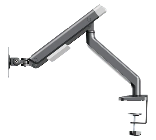 液晶モニターアーム UNI-ARM08GR、グレーのアームとクランプ