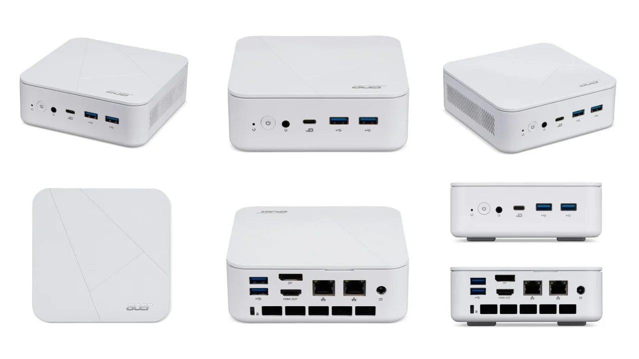 RB102-F58U・RB102-F38U Amazonモデルの白い小型PCを各角度から見た図