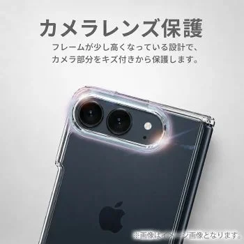 レンズ保護:カメラ部のフレームが高いクリアケース装着のスマホ背面