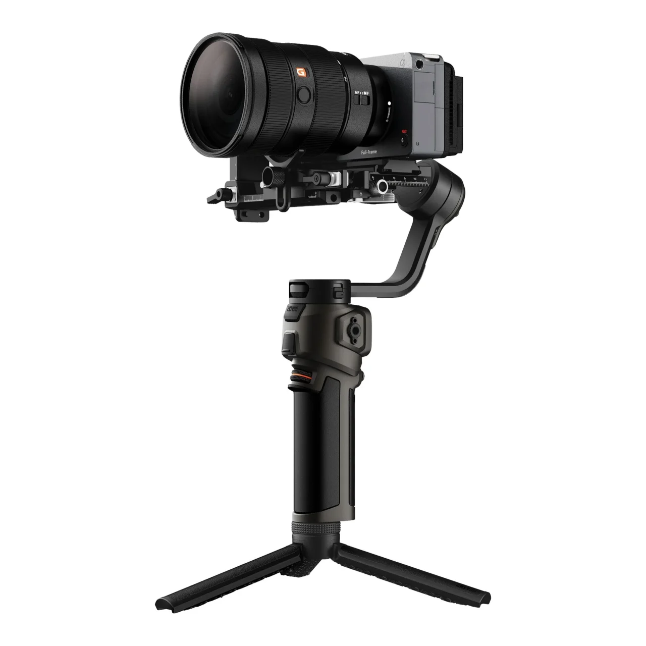 ZHIYUN WEEBILL 5にカメラとレンズを載せた、三脚付きの外観