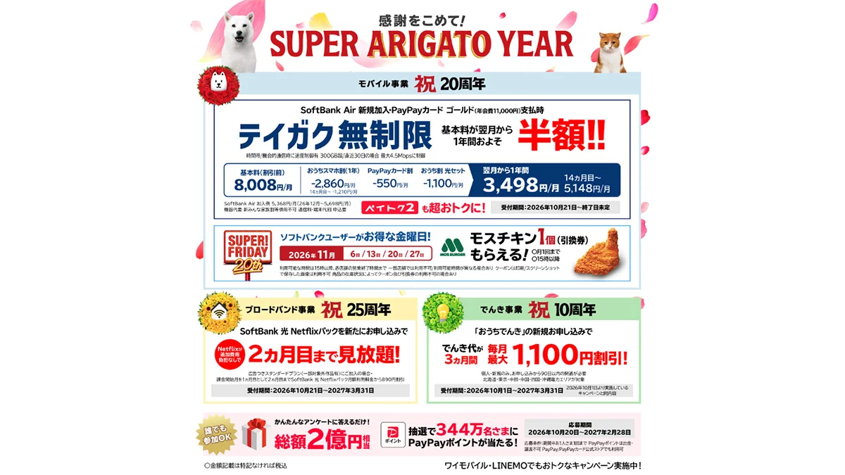 SUPER ARIGATO YEAR告知。各周年キャンペーン一覧