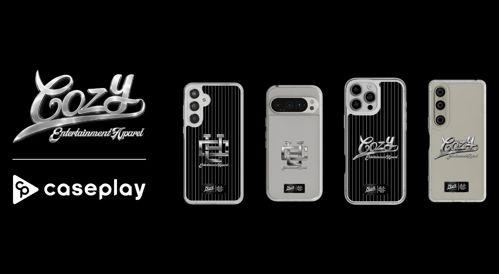 COZYのスリムプロテクションケース4種とcaseplayのロゴ