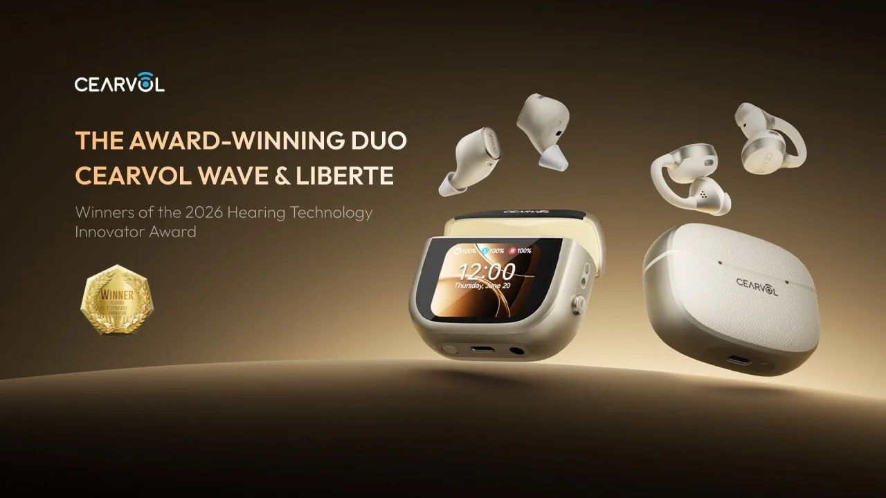Cearvol Wave と Liberte の受賞記念ビジュアル。充電ケースとイヤホン