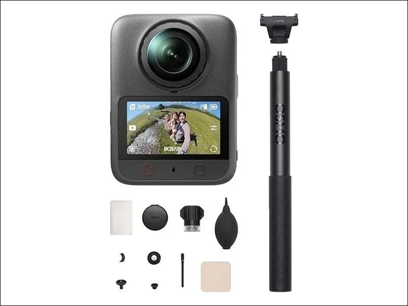 DJI Osmo 360 II ゲット&セットコンボの本体、セルフィースティック、レンズ交換キットなど