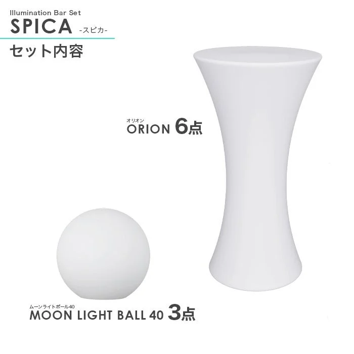 SPICA スピカのセット内容。ORION 6点とMOON LIGHT BALL 40 3点