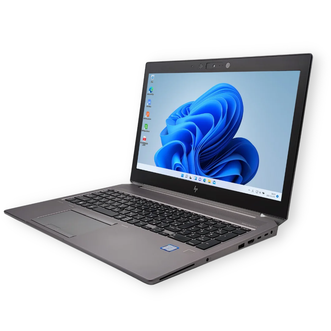 HP Zbook シリーズのノートパソコン。画面にWindows11の壁紙を表示