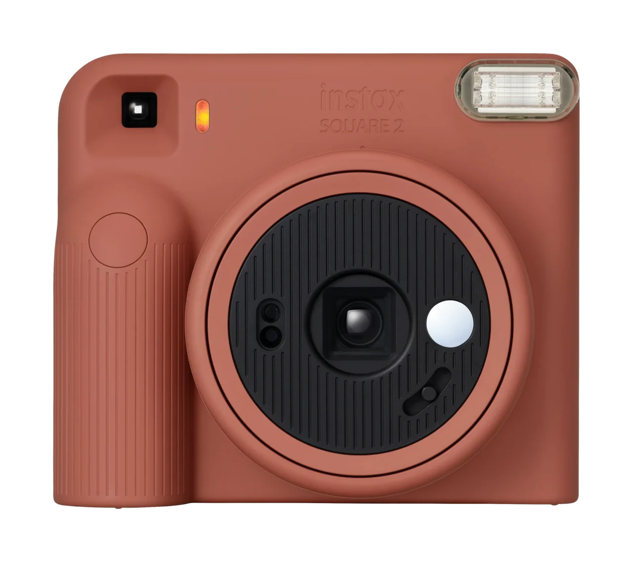 instax SQUARE 2 ブリックレッドの本体を正面から見た様子