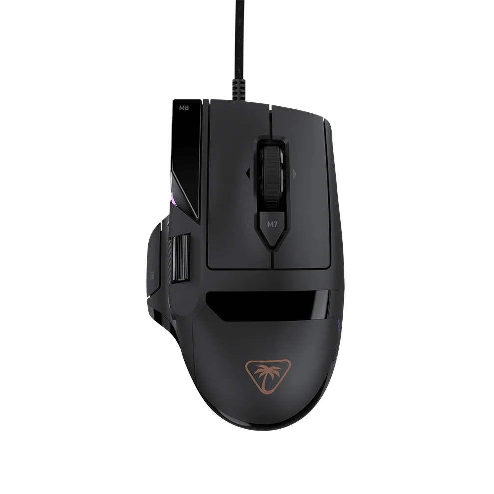 Command Series MC3 有線ゲーミングマウスの上面。黒い本体とスクロールホイール