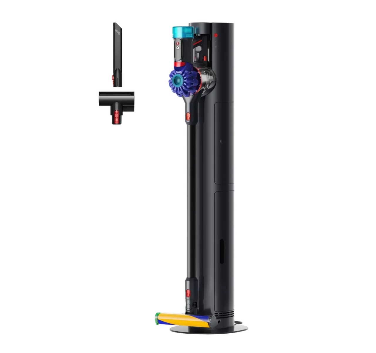 Dyson V10 Optic™ + Auto-empty Dok™ とツール、黒い自立式ドック