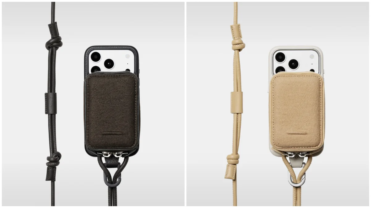 モールスキンのiPhoneアクセサリー、ダークブラウンとライトキャメルの2色