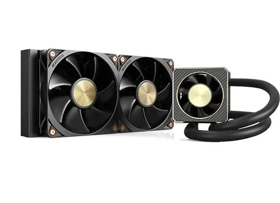 CyberFlow Core 240のブラックの簡易水冷CPUクーラー、2連ファンとポンプ