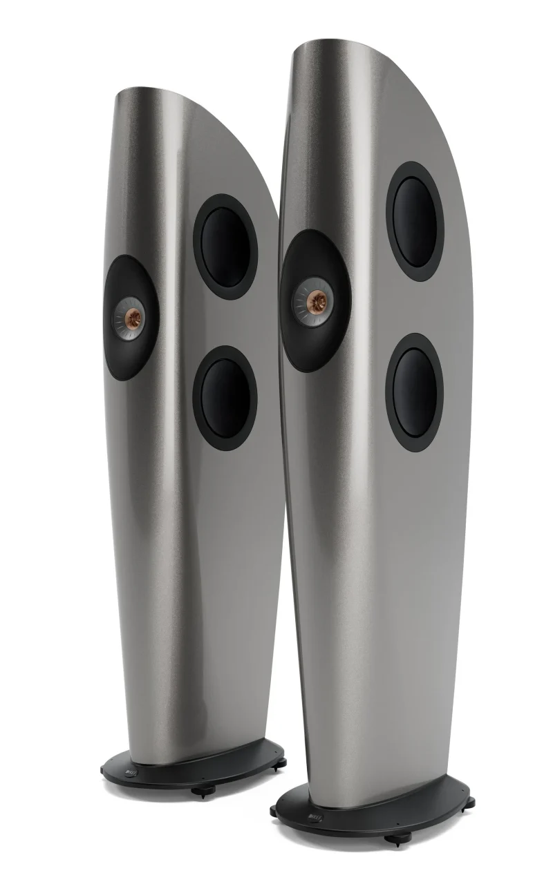 KEF BLADEのグリジオグレー、グロス仕上げのスピーカー2台