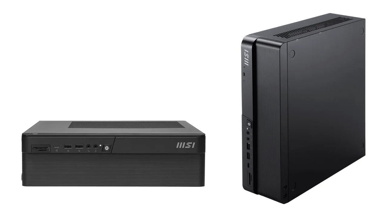 PRO DP80 AI A2G-405JPの横置きと縦置きの黒いスリム筐体