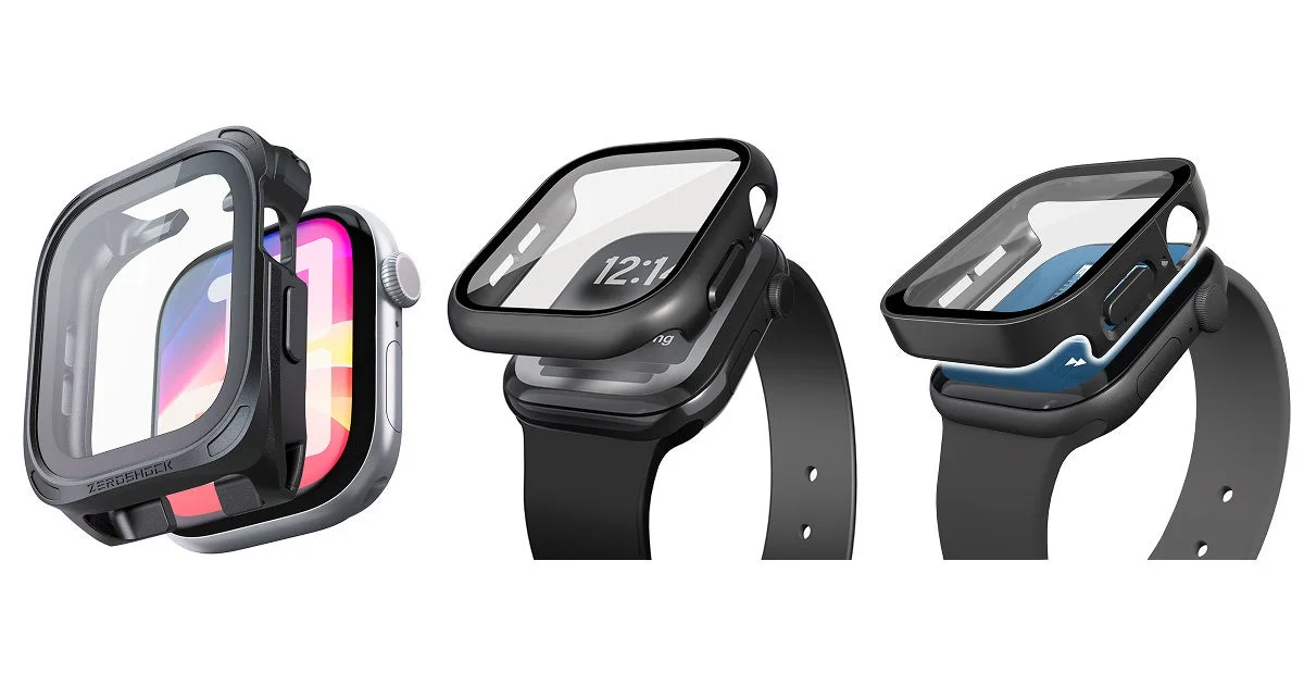 ZEROSHOCKケースなどApple Watch用ケース3種を並べた画像