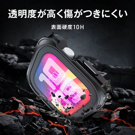 Apple Watch用防水ZEROSHOCKケースの高透明強化ガラス画面と破片