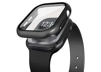 AW-26AFCGPBK Apple Watch用フルカバーケース、黒のケースと強化ガラス