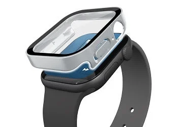AW-26EFCGEPSV Apple Watch用フルカバーケース、銀色の縁と透明画面